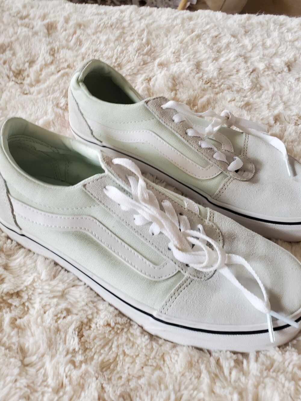Van's Old Skool Mint Green And White Sneakers